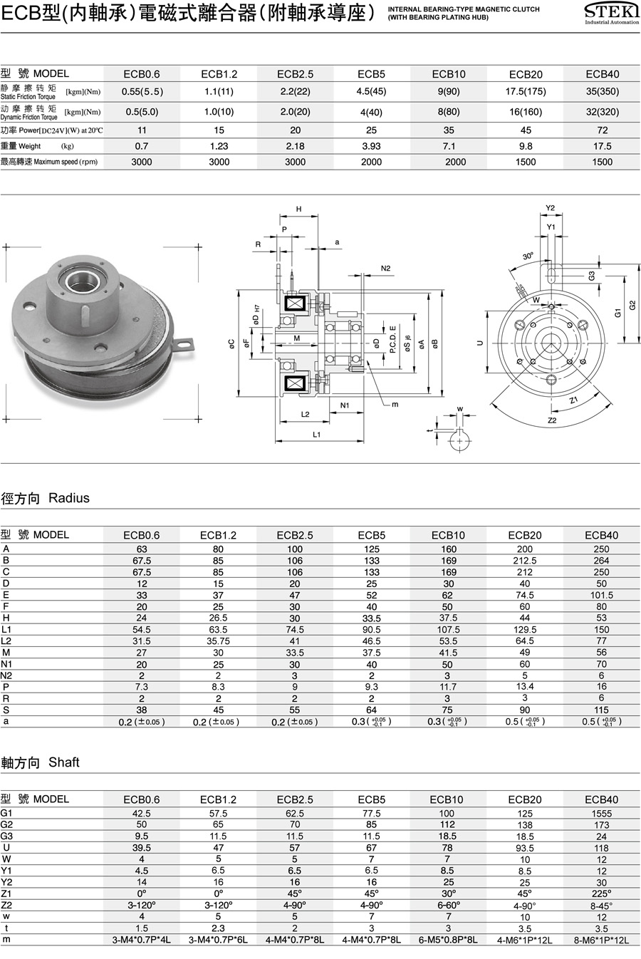 ECB型(內軸承)電磁式離合器(附軸承導座)(圖1)